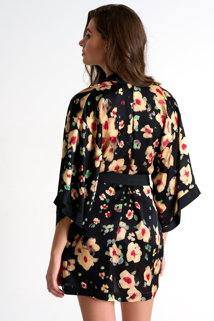 SHAN SAKURA Short silk kimono cover up