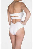 SHAN TECHNO-GRAPH strapless one piece in white